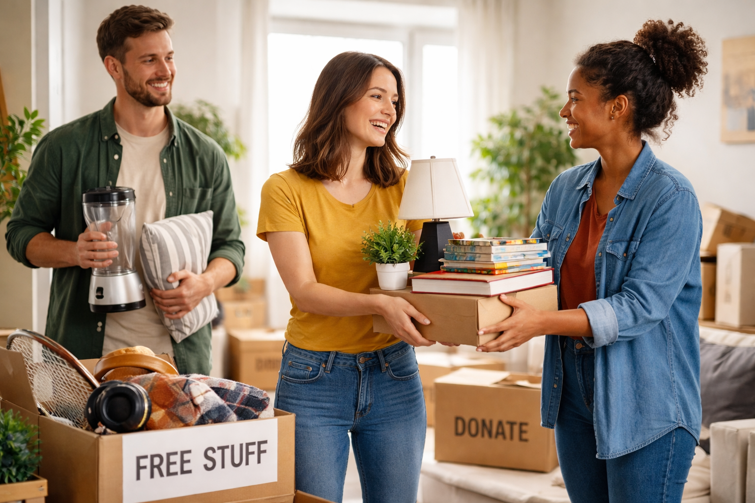 People sharing and giving away items